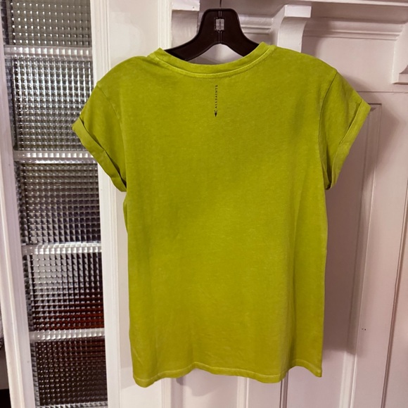 All Saints Women’s Bright Lime Short rolled Sleeve Tee shirt Cotton Sz S NWOT - Picture 2 of 7